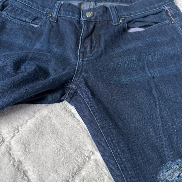 Victoria's Secret PINK | Bling Dark Wash Distressed Skinny Jeans | Size 4 - Picture 4 of 15